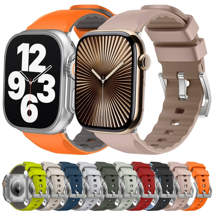 For Apple Watch Series 10 42mm Two-Color Silicone Watch Band(Orange) - free shipping - PMC TechLife - Order now!