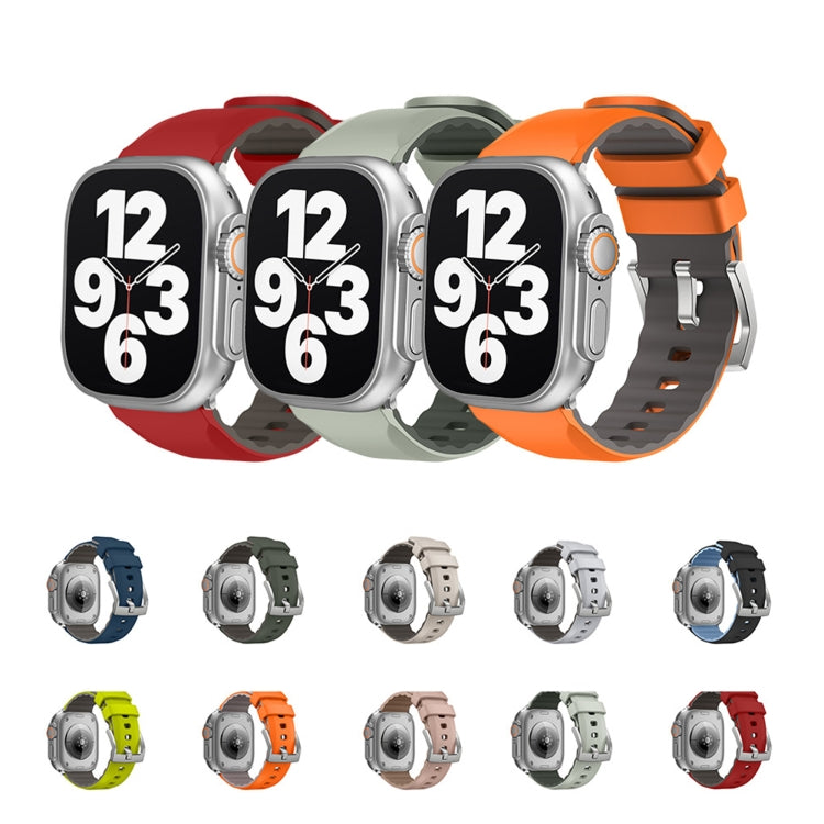 For Apple Watch Series 10 42mm Two-Color Silicone Watch Band(Orange) - free shipping - PMC TechLife - Order now!