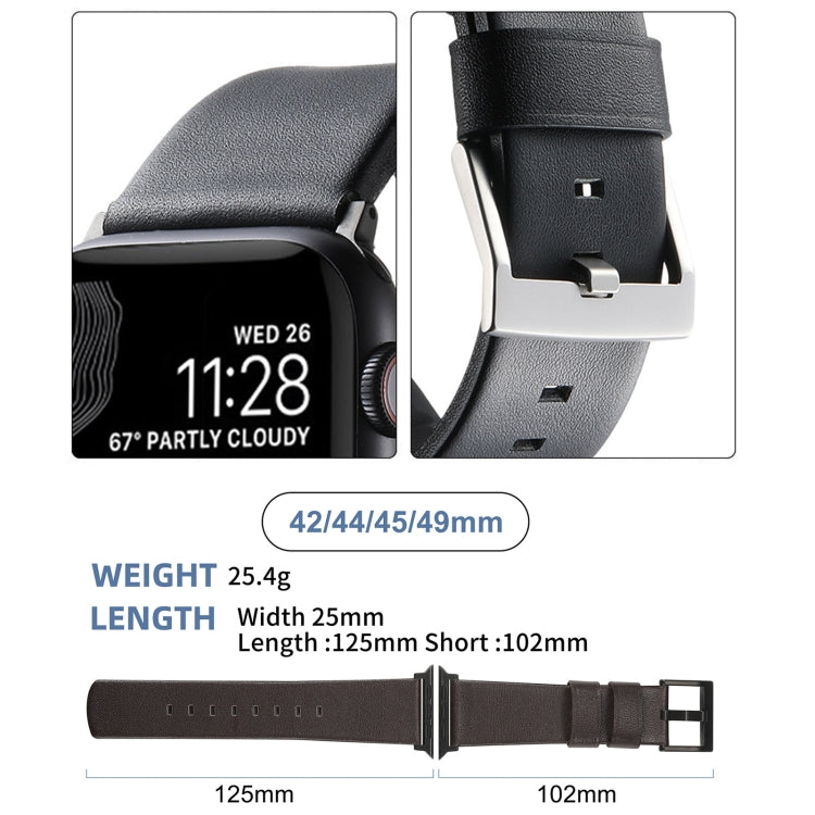 For Apple Watch Series 5 44mm Genuine Leather Hybrid Silicone Watch Band(Coffee Black Buckle) - Watch Bands by PMC TechLife | Online Shopping South Africa | PMC TechLife | Buy Now Pay Later Mobicred