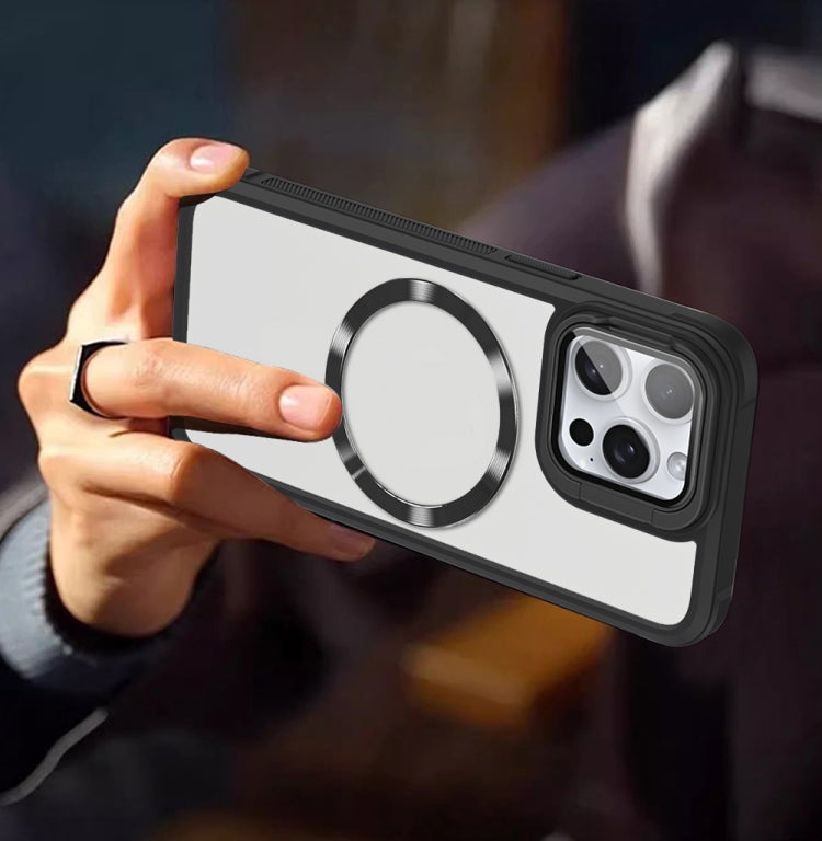 For iPhone 16 Plus Magsafe CD-grain Acrylic Hybrid TPU Phone Case(Black) - iPhone 16 Plus Cases by PMC TechLife | Online Shopping South Africa | PMC TechLife | Buy Now Pay Later Mobicred