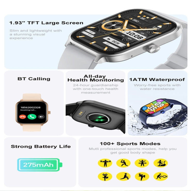 P85 1.93 inch Color Screen Smart Watch, Support Bluetooth Call / Health Monitoring(Black) - Smart Watches by PMC TechLife | Online Shopping South Africa | PMC TechLife | Buy Now Pay Later Mobicred