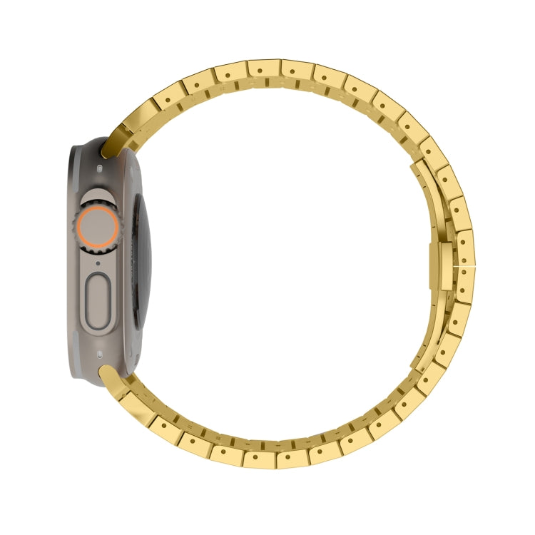 For Apple Watch Ultra 49mm One-bead Paint Alloy Butterfly Buckle Watch Band(Gold) - free shipping - PMC TechLife - Order now!