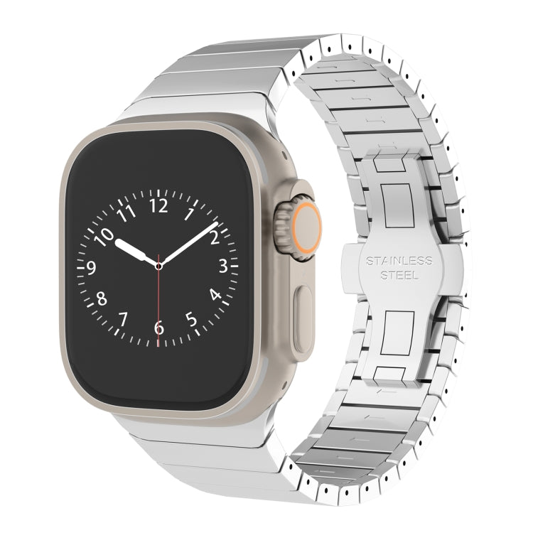 For Apple Watch Series 5 44mm One-bead Paint Alloy Butterfly Buckle Watch Band(Silver) - free shipping - PMC TechLife - Order now!