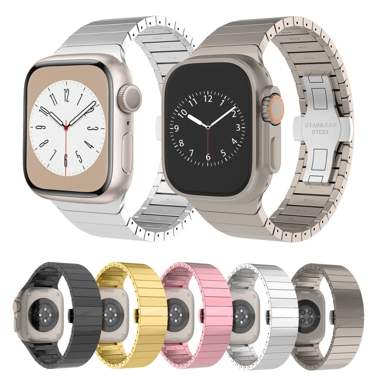 For Apple Watch Ultra 49mm One-bead Paint Alloy Butterfly Buckle Watch Band(Gold) - free shipping - PMC TechLife - Order now!