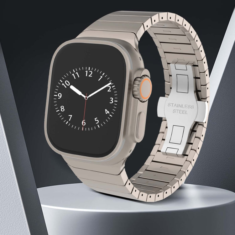 For Apple Watch SE 2022 44mm One-bead Paint Alloy Butterfly Buckle Watch Band(Gold) - free shipping - PMC TechLife - Order now!