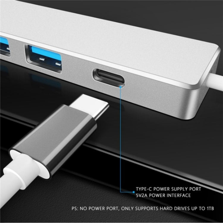 ADS-301A USB 3.0 to Type-C + USB 3.0 / 2.0 4-Ports Hub Laptop Expander(Silver) - USB 3.0 HUB by PMC TechLife | Online Shopping South Africa | PMC TechLife | Buy Now Pay Later Mobicred