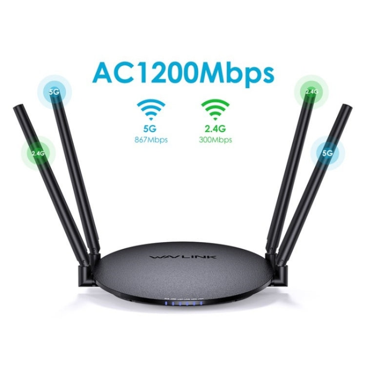 WAVLINK WN530G3 4x 5dBi Foldable Antenna AC1200 Dual Band Wireless Repeater Router, Plug:EU Plug - free shipping - PMC Jewellery - Order now!