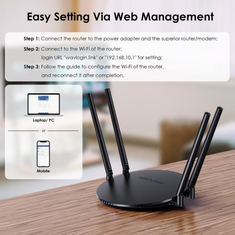 WAVLINK WN530G3 4x 5dBi Foldable Antenna AC1200 Dual Band Wireless Repeater Router, Plug:EU Plug - free shipping - PMC Jewellery - Order now!