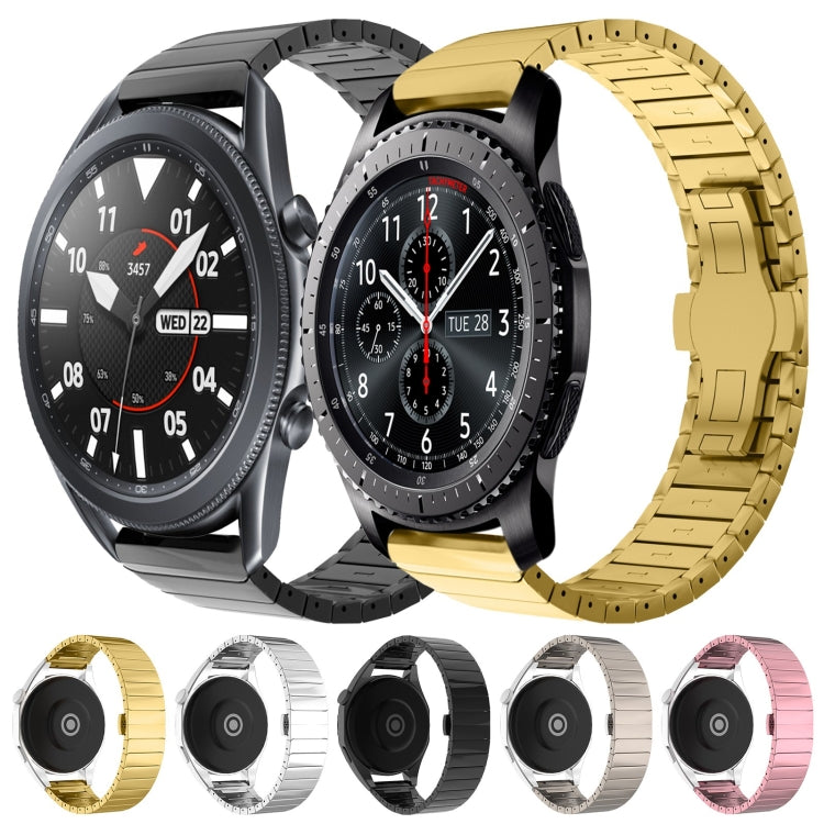 For Samsung Galaxy Watch Gear S3 Frontier 22mm One Bead Paint Butterfly Buckle Alloy Watch Band(Gold) - free shipping - PMC TechLife - Order now!