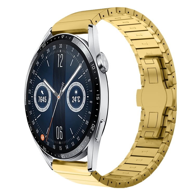 For Huawei Watch GT3 46mm 22mm One Bead Paint Butterfly Buckle Alloy Watch Band(Gold) - free shipping - PMC TechLife - Order now!