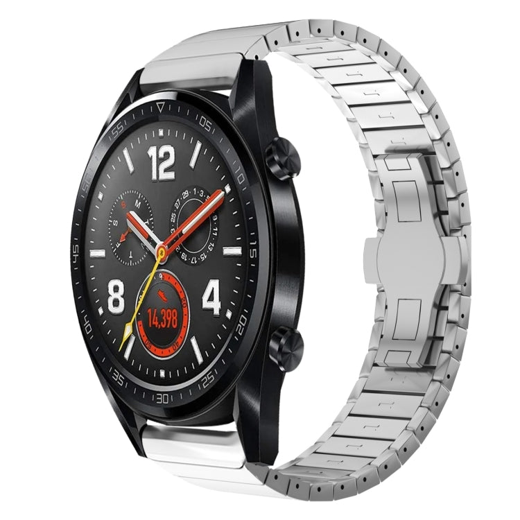 For Huawei Watch GT 42 / 46mm 22mm One Bead Paint Butterfly Buckle Alloy Watch Band(Silver) - free shipping - PMC TechLife - Order now!