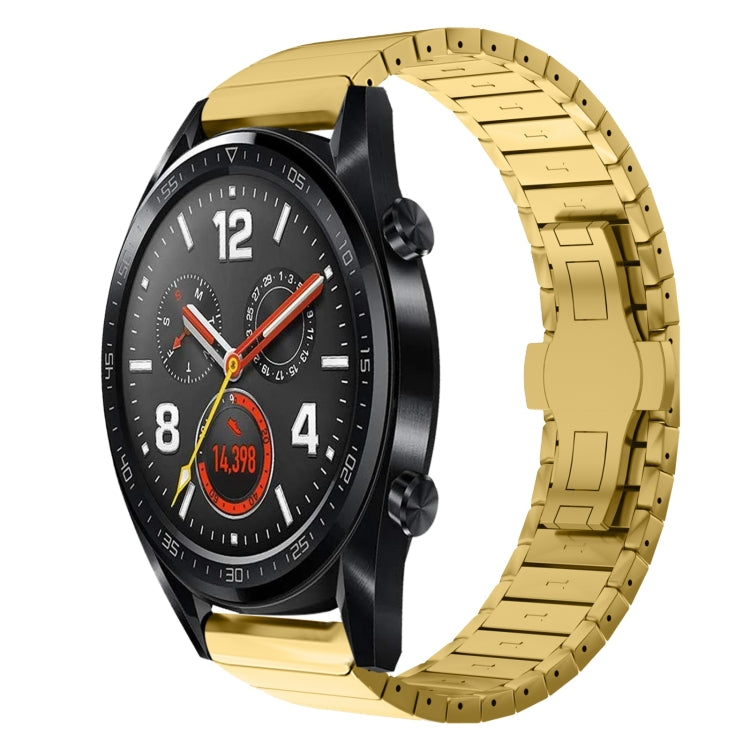 For Huawei Watch GT 42 / 46mm 22mm One Bead Paint Butterfly Buckle Alloy Watch Band(Gold) - free shipping - PMC TechLife - Order now!