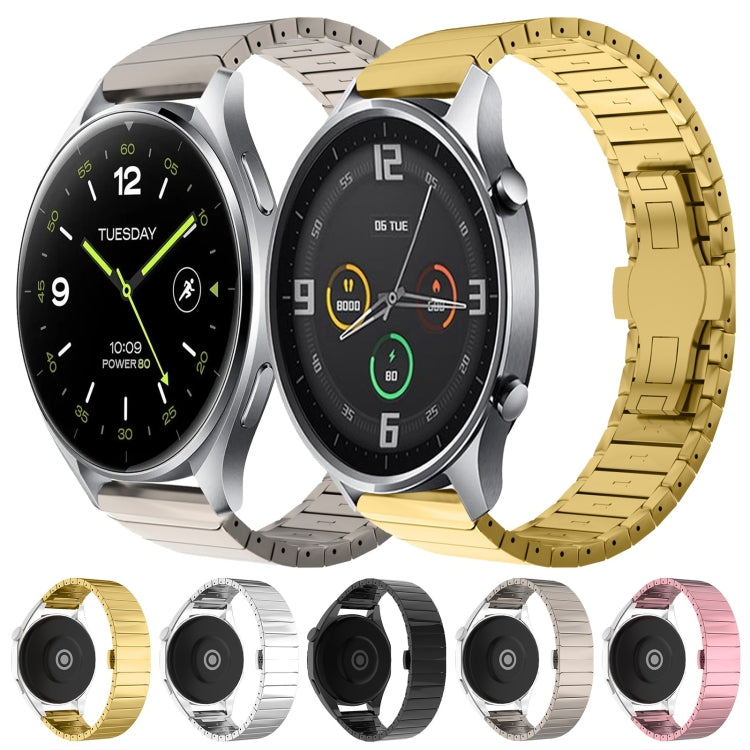 For Xiaomi Watch S1 22mm One Bead Paint Butterfly Buckle Alloy Watch Band(Gold) - free shipping - PMC TechLife - Order now!