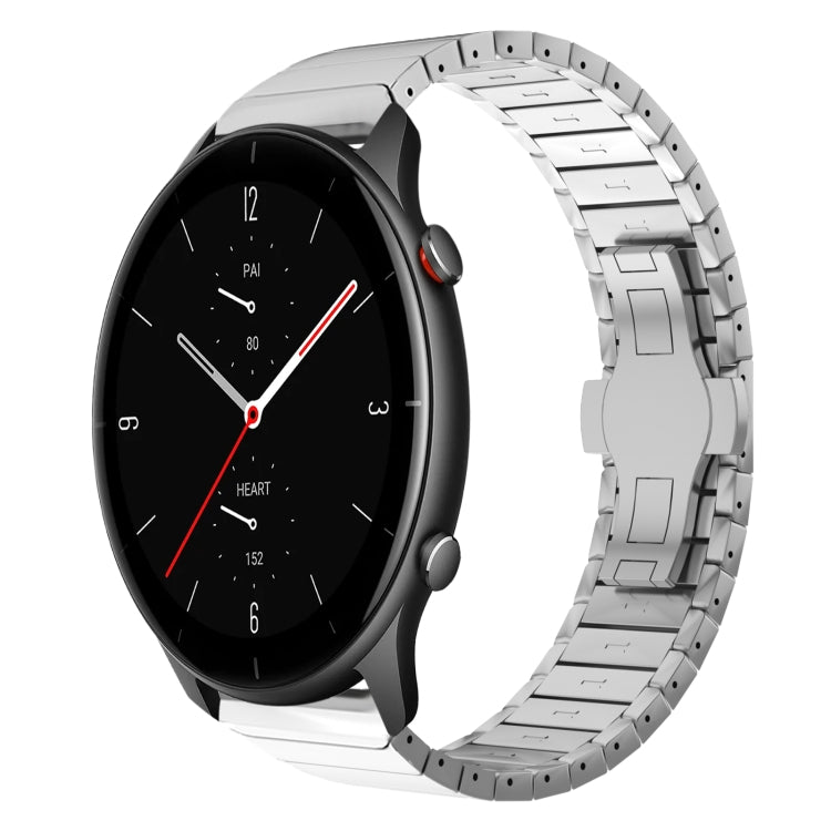 For Amazfit Watch GTR 2e 22mm One-Bead Paint Butterfly Buckle Alloy Watch Band(Silver) - free shipping - PMC TechLife - Order now!