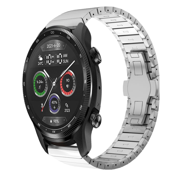 For Ticwatch Pro X 22mm One Bead Paint Butterfly Buckle Alloy Watch Band(Silver) - free shipping - PMC TechLife - Order now!