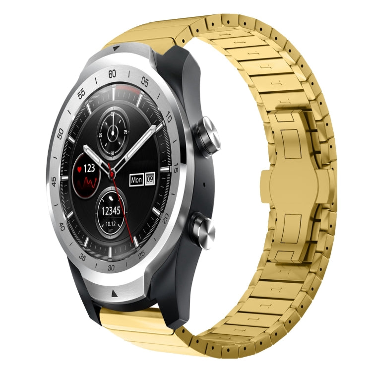 For Ticwatch Pro 2020 22mm One Bead Paint Butterfly Buckle Alloy Watch Band(Gold) - free shipping - PMC TechLife - Order now!