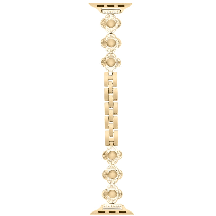 For Apple Watch Series 4 44mm Four Leaf Clover Quick-Release Metal Chain Watch Band(Gold) - free shipping - PMC TechLife - Order now!