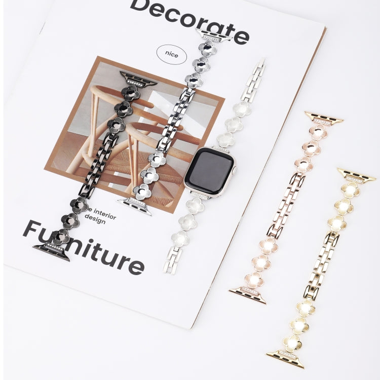 For Apple Watch Series 3 38mm Four Leaf Clover Quick-Release Metal Chain Watch Band(Gold) - free shipping - PMC TechLife - Order now!