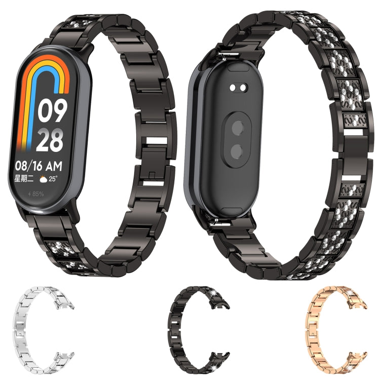 For Xiaomi Smart Band 9 / 9 NFC Diamond Three Beads Stainless Steel Metal Watch Band(Silver) - free shipping - PMC TechLife - Order now!