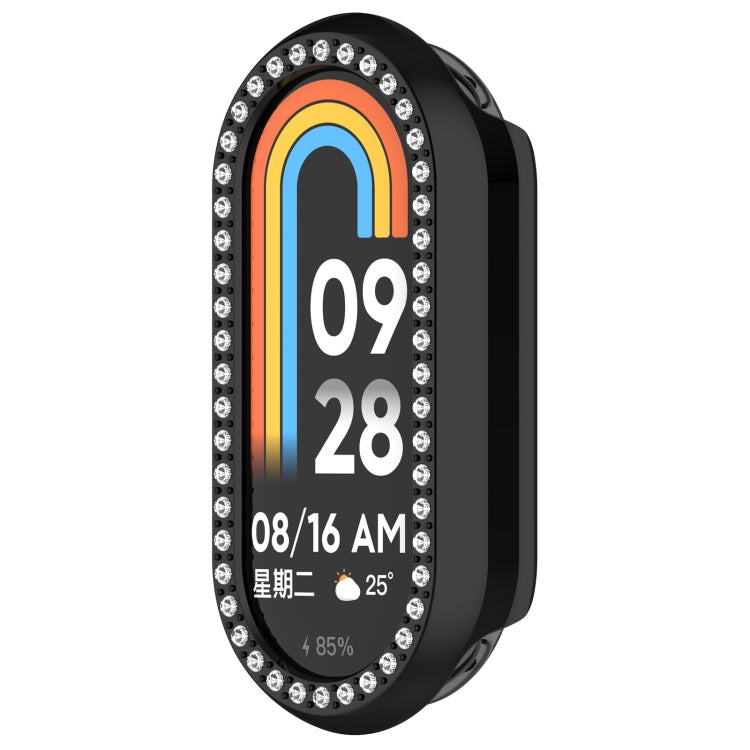 For Xiaomi Smart Band 9 NFC Diamond Half Coverage Hollow PC Watch Protective Case(Black) - Watch Cases by PMC TechLife | Online Shopping South Africa | PMC TechLife | Buy Now Pay Later Mobicred