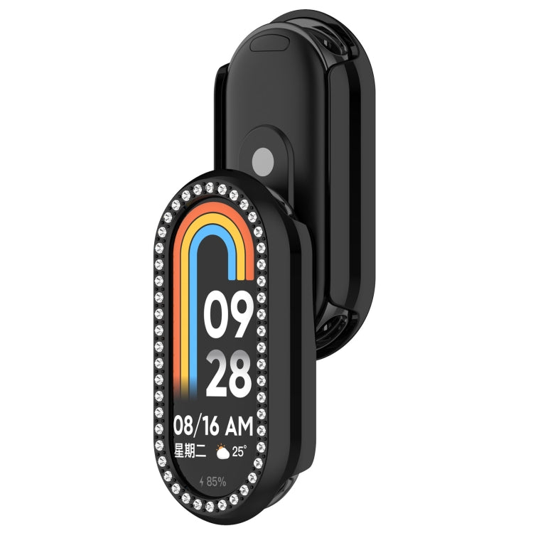 For Xiaomi Smart Band 9 NFC Diamond Half Coverage Hollow PC Watch Protective Case(Black) - Watch Cases by PMC TechLife | Online Shopping South Africa | PMC TechLife | Buy Now Pay Later Mobicred
