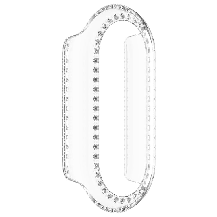 For Xiaomi Smart Band 9 Diamond Half Coverage Hollow PC Watch Protective Case(Transparent White) - Watch Cases by PMC TechLife | Online Shopping South Africa | PMC TechLife | Buy Now Pay Later Mobicred