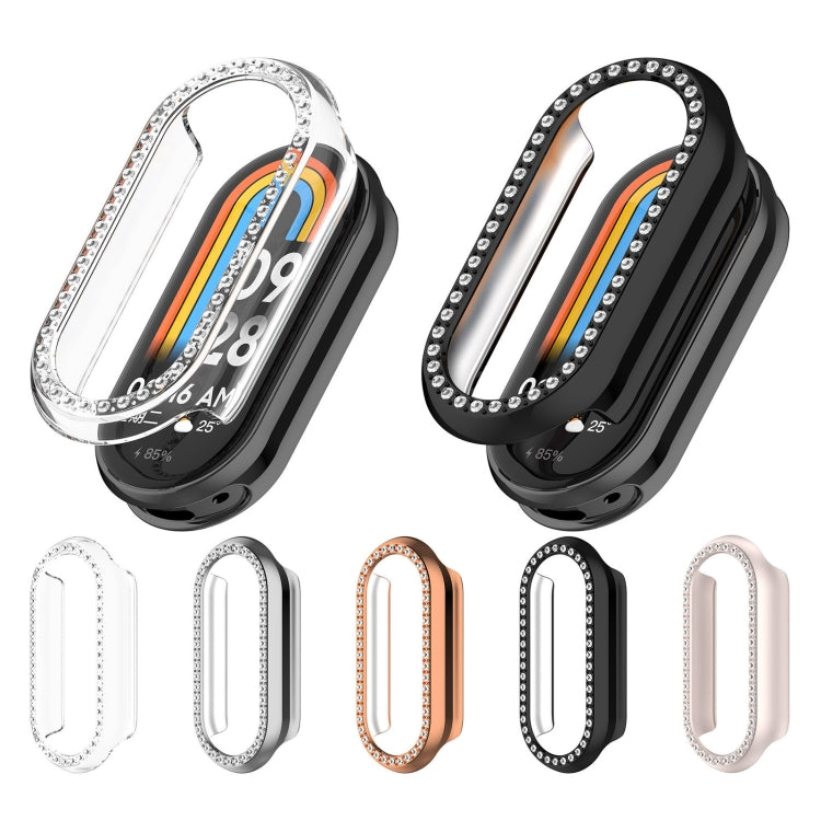For Xiaomi Smart Band 9 Diamond Half Coverage Hollow PC Watch Protective Case(Black) - Watch Cases by PMC TechLife | Online Shopping South Africa | PMC TechLife | Buy Now Pay Later Mobicred
