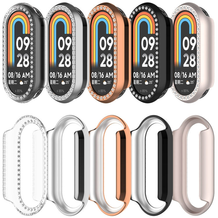 For Xiaomi Smart Band 9 Diamond Half Coverage Hollow PC Watch Protective Case(Black) - Watch Cases by PMC TechLife | Online Shopping South Africa | PMC TechLife | Buy Now Pay Later Mobicred
