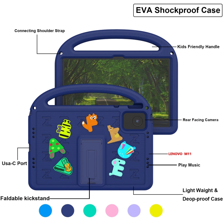 For Lenovo Tab M11 / Xiaoxin Pad 11 2024 Cartoon Sparrow EVA Shockproof Tablet Case(Navy Blue) - free shipping - PMC TechLife - Order now!