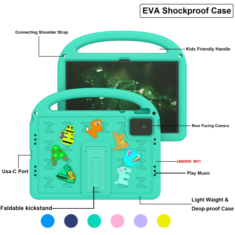 For Lenovo Tab M11 / Xiaoxin Pad 11 2024 Cartoon Sparrow EVA Shockproof Tablet Case(Glacier Green) - Lenovo by PMC TechLife | Online Shopping South Africa | PMC TechLife | Buy Now Pay Later Mobicred