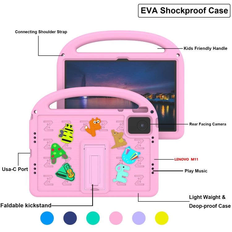 For Lenovo Tab M11 / Xiaoxin Pad 11 2024 Cartoon Sparrow EVA Shockproof Tablet Case(Pink) - Lenovo by PMC TechLife | Online Shopping South Africa | PMC TechLife | Buy Now Pay Later Mobicred