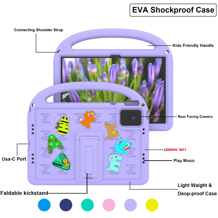 For Lenovo Tab M11 / Xiaoxin Pad 11 2024 Cartoon Sparrow EVA Shockproof Tablet Case(Taro Purple) - Lenovo by PMC TechLife | Online Shopping South Africa | PMC TechLife | Buy Now Pay Later Mobicred