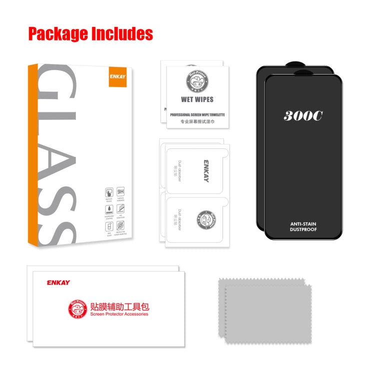 For iPhone 16 Pro 2pcs ENKAY 300C Super Large Arc Full Coverage High Aluminum-silicon Tempered Glass Film Black - free shipping - PMC Jewellery - Order now!