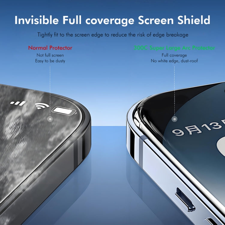 For iPhone 16 Pro Max 2pcs ENKAY 300C Super Large Arc Full Coverage High Aluminum-silicon Tempered Glass Film Black - free shipping - PMC Jewellery - Order now!