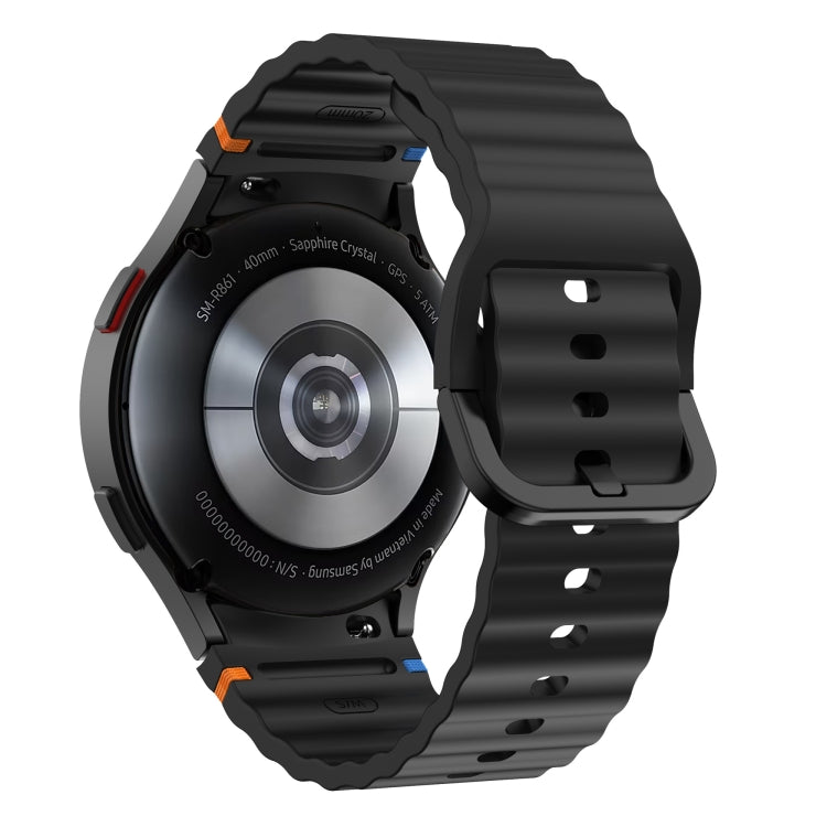 For Samsung Galaxy Watch 7 40 / 44mm Wave Pattern Stitched Silicone Watch Band(Black) - free shipping - PMC TechLife - Order now!