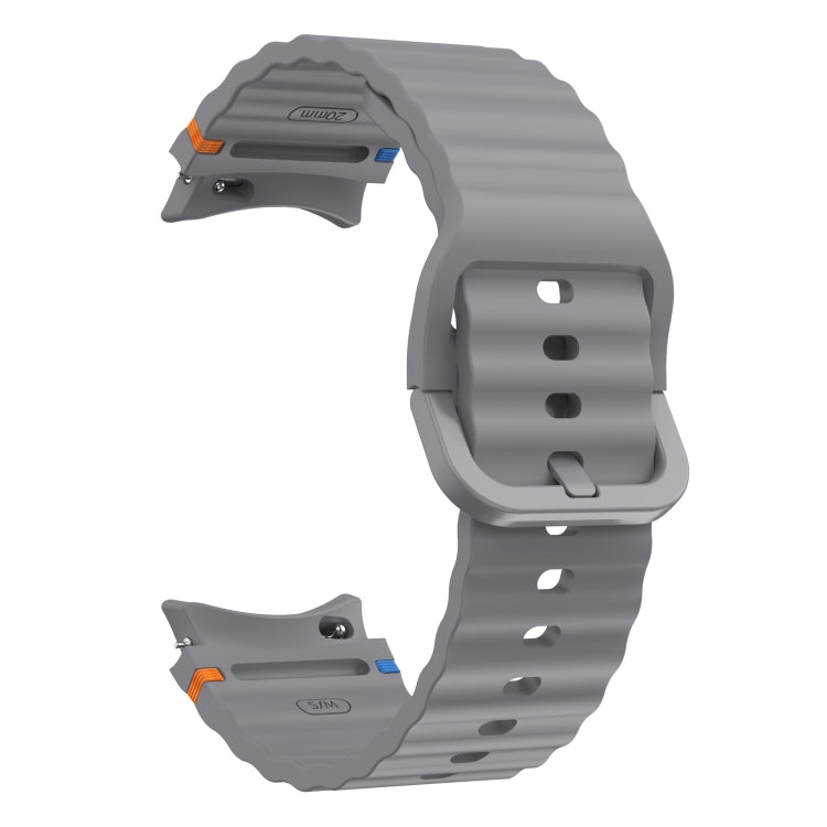 For Samsung Galaxy Watch 7 40 / 44mm Wave Pattern Stitched Silicone Watch Band(Dark Gray) - free shipping - PMC TechLife - Order now!