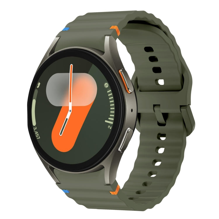 For Samsung Galaxy Watch 7 40 / 44mm Wave Pattern Stitched Silicone Watch Band(Army Green) - free shipping - PMC TechLife - Order now!