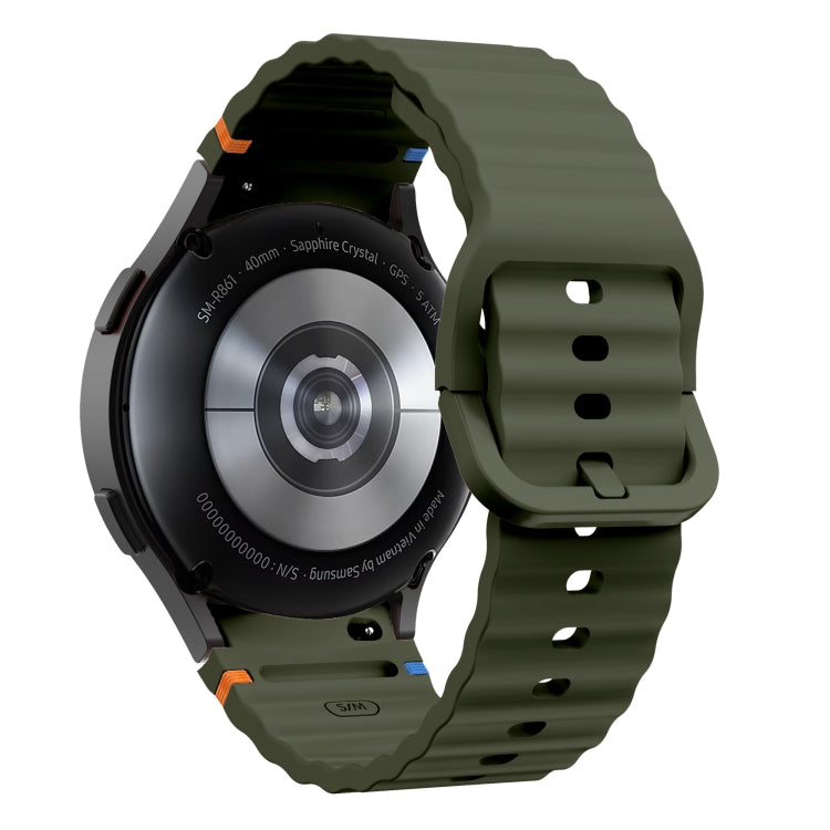 For Samsung Galaxy Watch 7 40 / 44mm Wave Pattern Stitched Silicone Watch Band(Army Green) - free shipping - PMC TechLife - Order now!