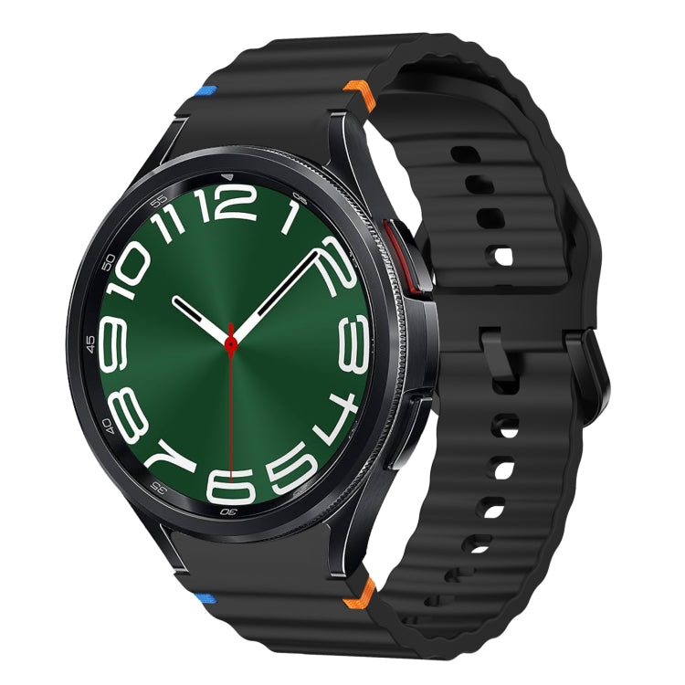 For Samsung Galaxy Watch 6 Classic Wave Pattern Stitched Silicone Watch Band(Black) - free shipping - PMC TechLife - Order now!