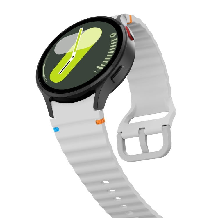 For Samsung Galaxy Watch 6 Classic Wave Pattern Stitched Silicone Watch Band(Light Gray) - free shipping - PMC TechLife - Order now!