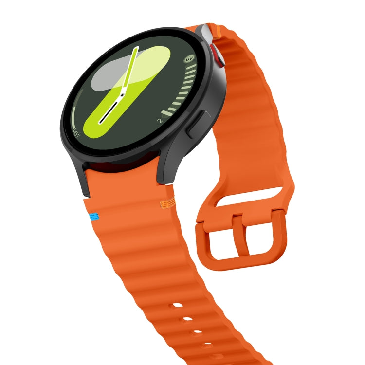 For Samsung Galaxy Watch 6 Classic Wave Pattern Stitched Silicone Watch Band(Orange) - free shipping - PMC TechLife - Order now!