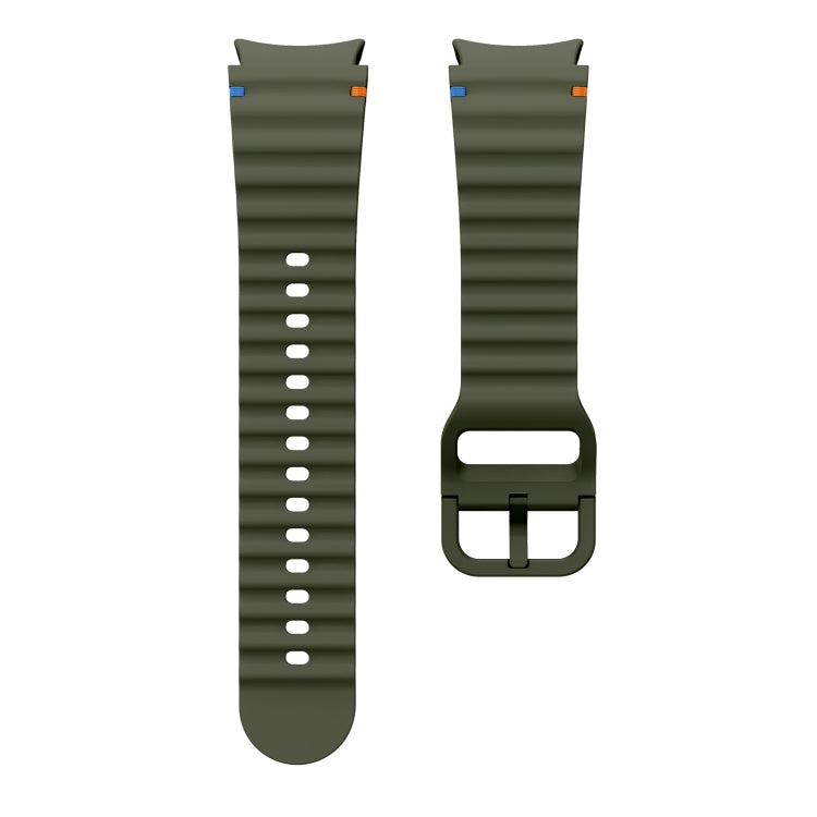 For Samsung Galaxy Watch 6 Classic Wave Pattern Stitched Silicone Watch Band(Army Green) - free shipping - PMC TechLife - Order now!