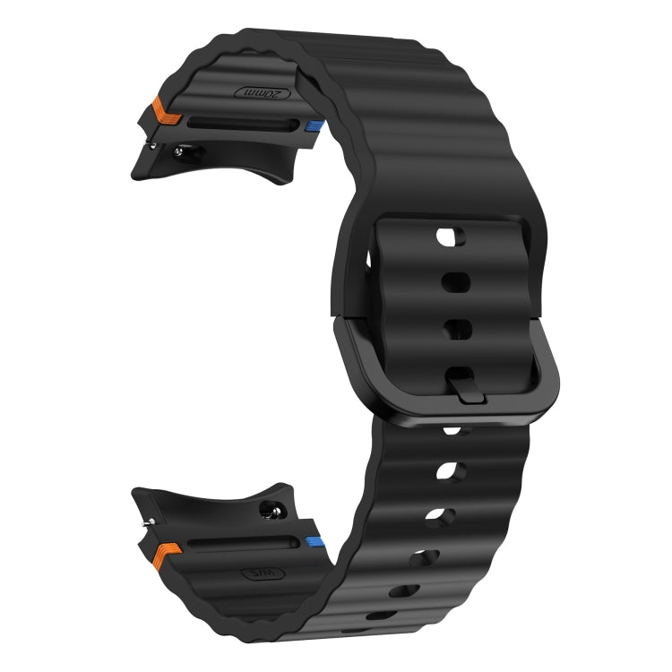 For Samsung Galaxy Watch 6 40 / 44mm Wave Pattern Stitched Silicone Watch Band(Black) - free shipping - PMC TechLife - Order now!