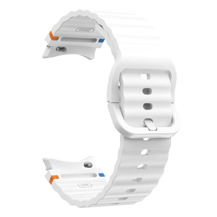For Samsung Galaxy Watch 5 40 / 44mm Wave Pattern Stitched Silicone Watch Band(White) - free shipping - PMC TechLife - Order now!