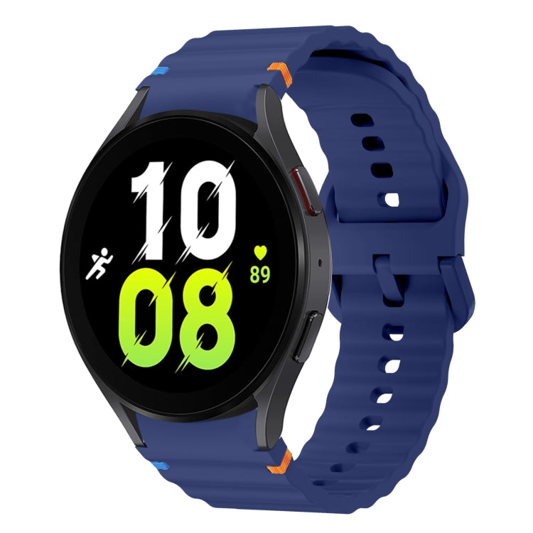 For Samsung Galaxy Watch 5 40 / 44mm Wave Pattern Stitched Silicone Watch Band(Dark Blue) - free shipping - PMC TechLife - Order now!