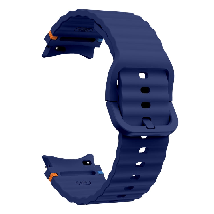 For Samsung Galaxy Watch 5 40 / 44mm Wave Pattern Stitched Silicone Watch Band(Dark Blue) - free shipping - PMC TechLife - Order now!