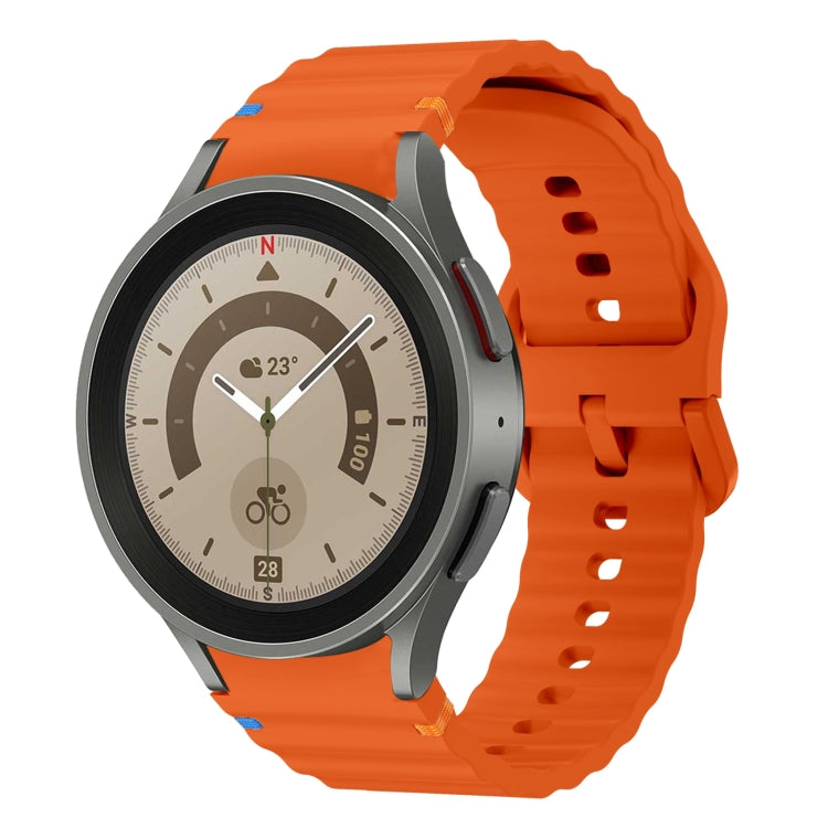 For Samsung Galaxy Watch 5 Pro Wave Pattern Stitched Silicone Watch Band(Orange) - free shipping - PMC TechLife - Order now!