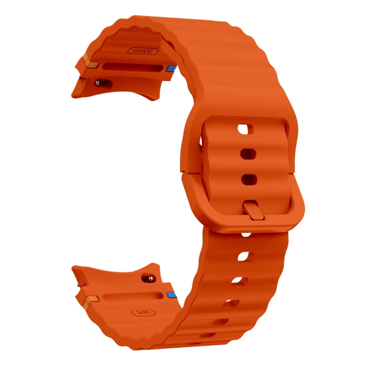 For Samsung Galaxy Watch 5 Pro Wave Pattern Stitched Silicone Watch Band(Orange) - free shipping - PMC TechLife - Order now!