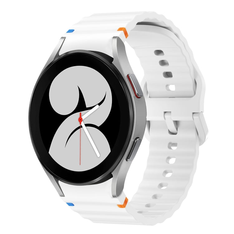 For Samsung Galaxy Watch 4 40 / 44mm Wave Pattern Stitched Silicone Watch Band(White) - free shipping - PMC TechLife - Order now!