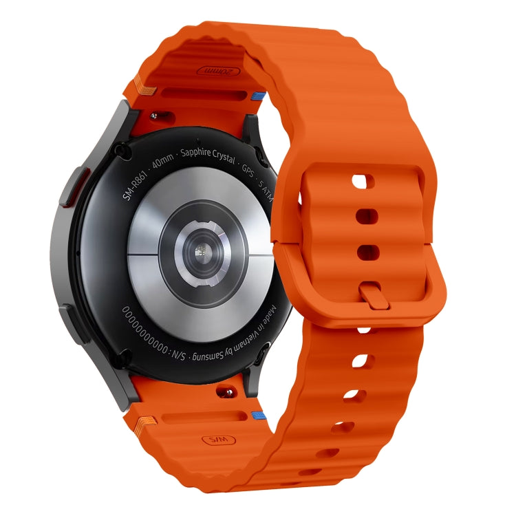 For Samsung Galaxy Watch 4 40 / 44mm Wave Pattern Stitched Silicone Watch Band(Orange) - free shipping - PMC TechLife - Order now!